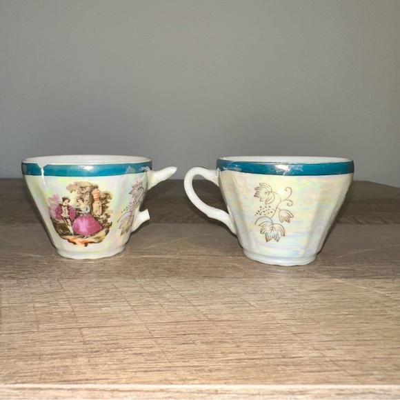 Jay’s Japan Vintage Coffee Cups Set with Blue Rim broken and repaired - Picture 3 of 6